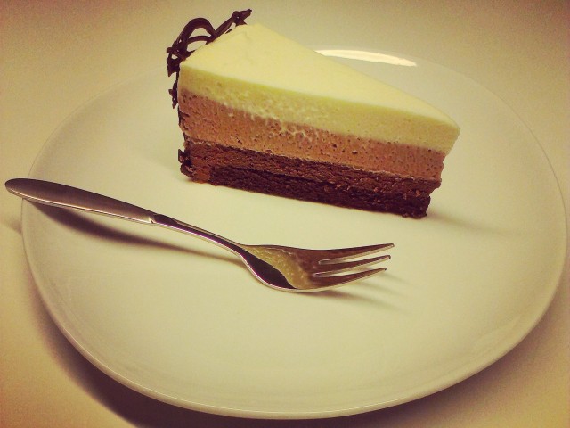 Triple chocolate mousse cake